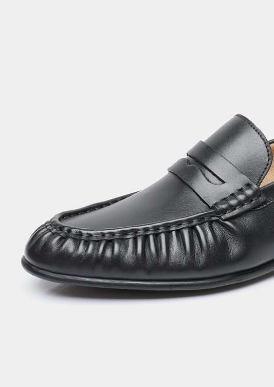 Black Classic Penny Leather Loafers | Roccella