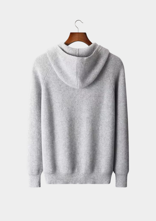 Pure Extra-Fine Merino Wool Ribbed Zip Hoodie | Roccella