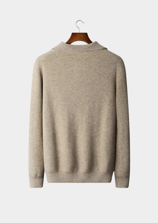 Premium Cashmere Ribbed Half-Zip Sweater | Roccella