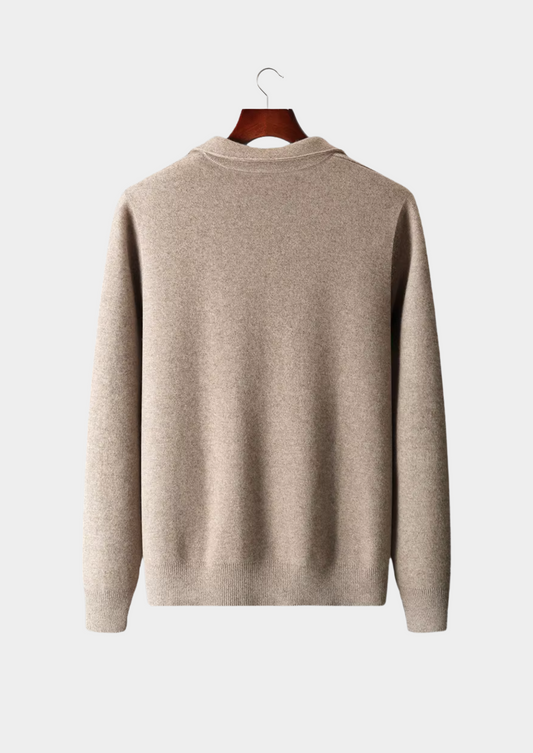 Pure Extra-Fine Merino Wool Zip Polo Cardigan | Roccella