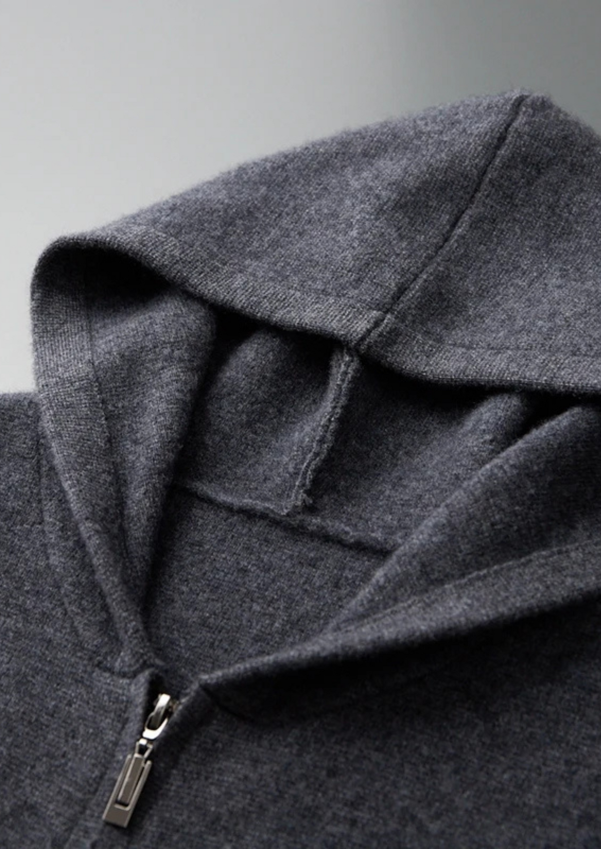 Cashmere Zip Hoodie Leisure Set, Charcoal