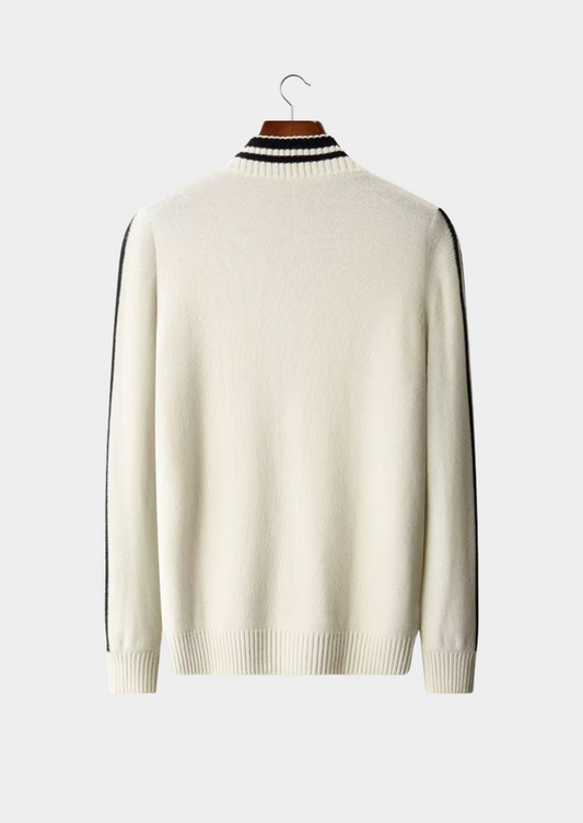 Pure Extra-Fine Merino Wool Two Tone Zip Cardigan | Roccella
