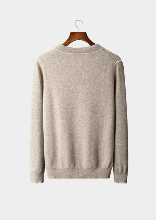 Premium Cashmere Two Tone Button Polo | Roccella
