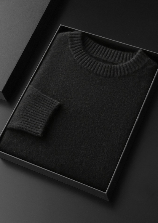 Pure Cashmere Black Essential Crewneck | Roccella