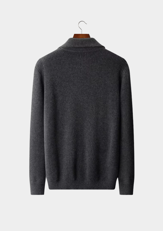 Pure Extra-Fine Merino Wool Funnel Neck Dual Zip Cardigan | Roccella