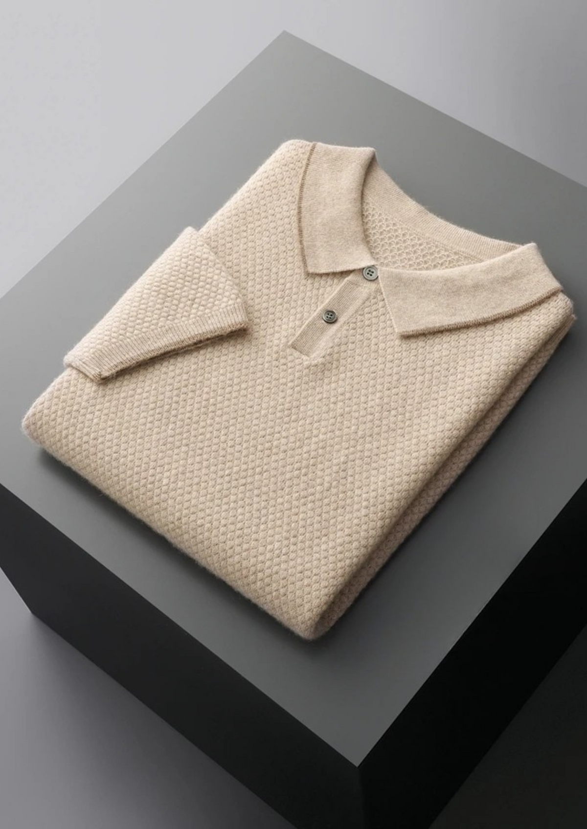 Premium Cashmere Ivory Two-Tone Polo | Roccella