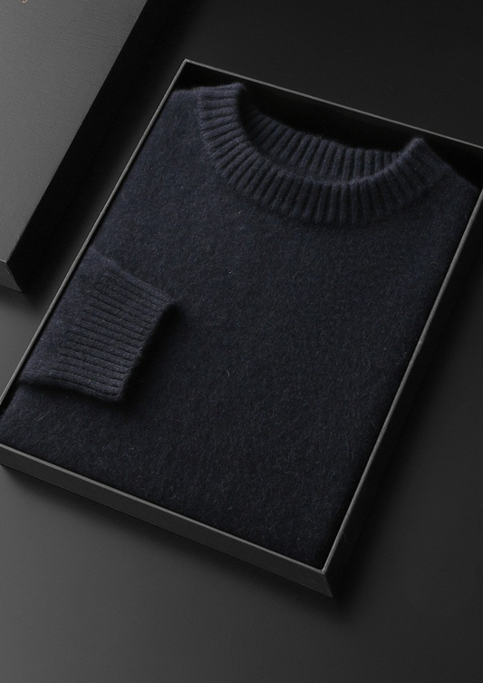 Pure Cashmere Navy Blue Essential Crewneck | Roccella