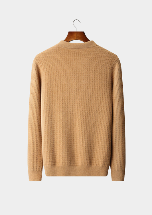 Pure Cashmere Caramel Textured Button Cardigan | Roccella