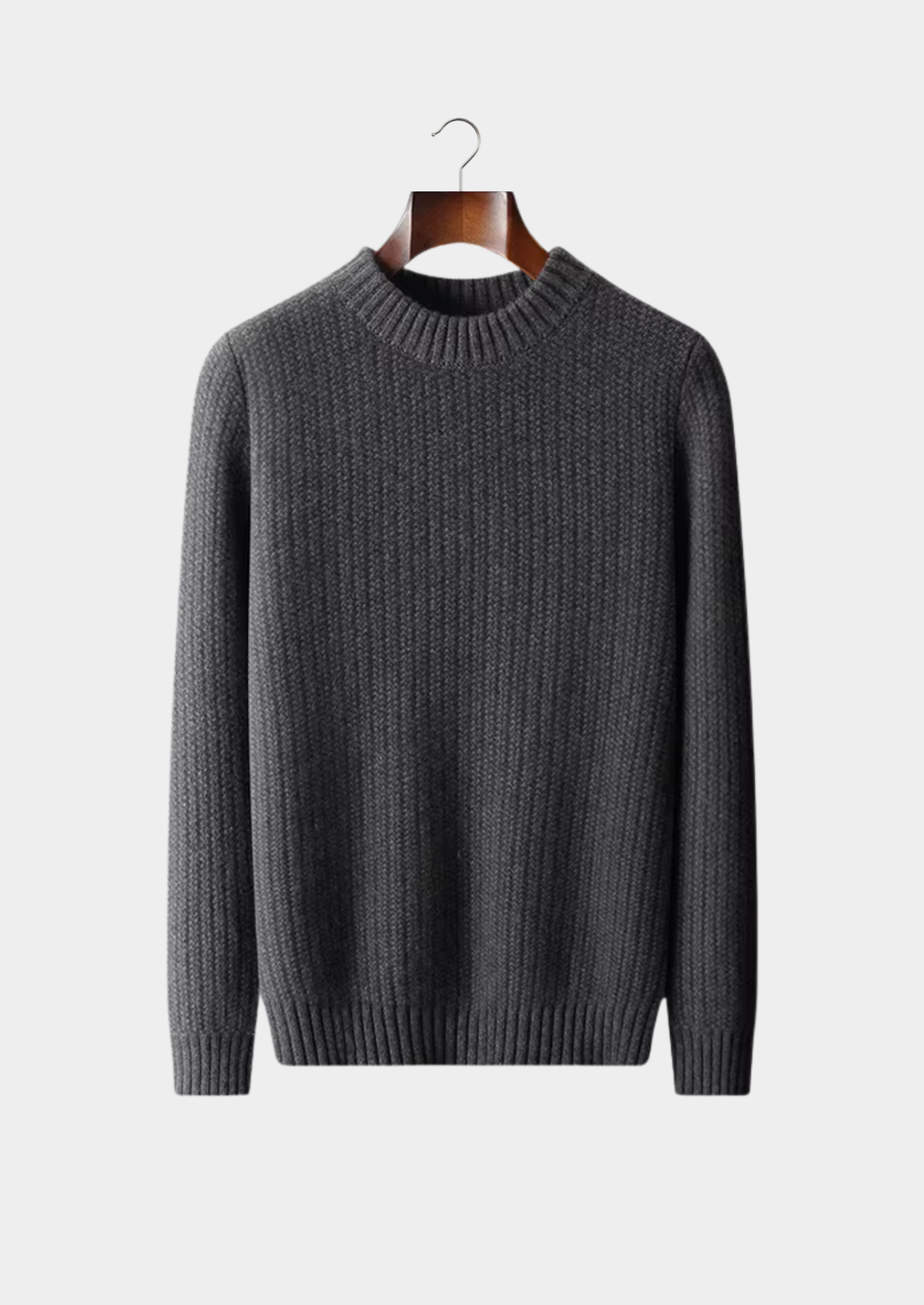 Pure Cashmere Dark Gray Heavyweight Crewneck | Roccella