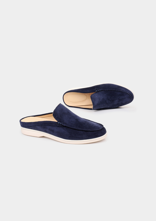 Navy Blue Marina Suede Slipper | Roccella
