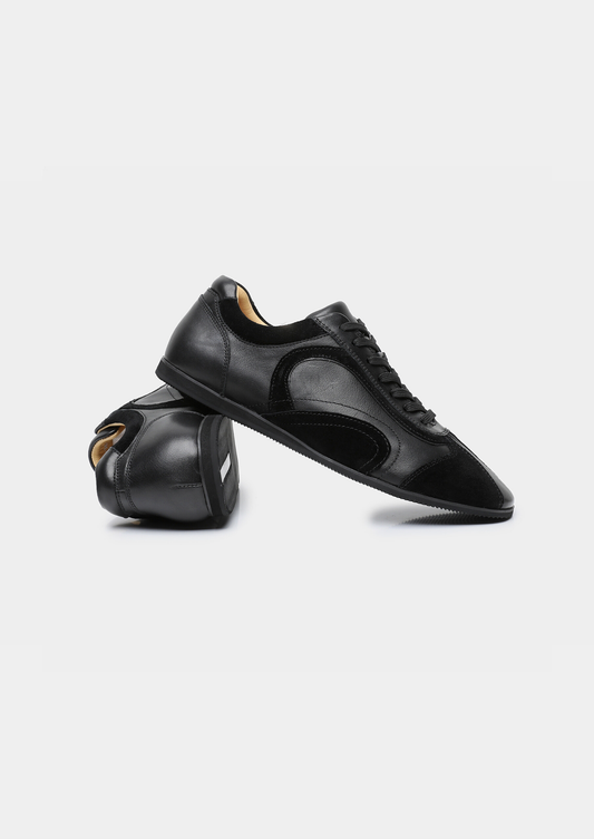 Black Retro Hybrid Suede Leather Runner | Roccella