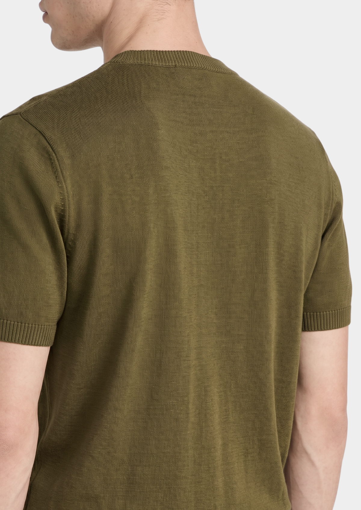 Essential Olive Knitted Crewneck T-Shirt | Roccella