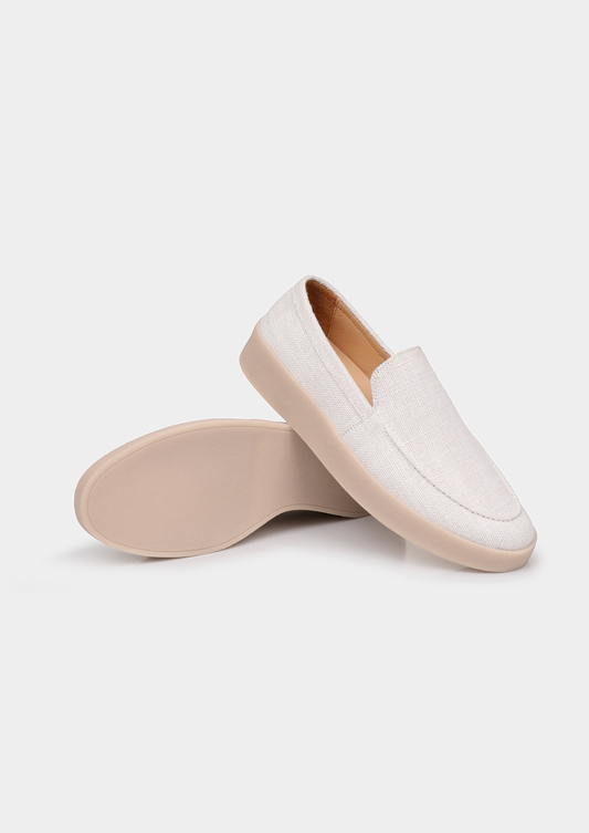 White Linen City Loafers | Roccella