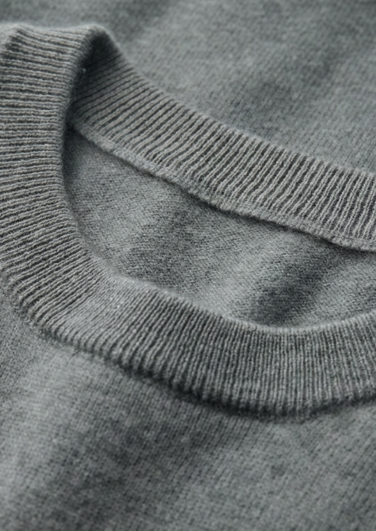 Premium Cashmere Classic Crewneck T-Shirt - Shadow Flint | Roccella