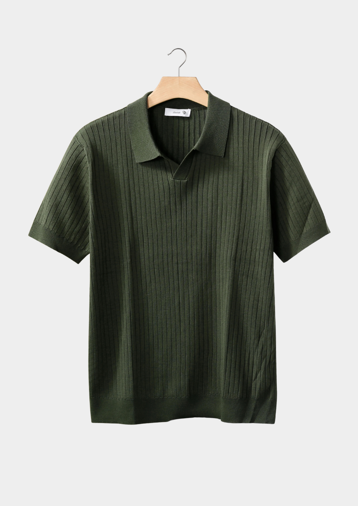 Olive Ribbed Buttonless Polo | Roccella