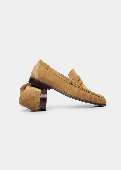 Caramel Classic Penny Suede Loafers | Roccella
