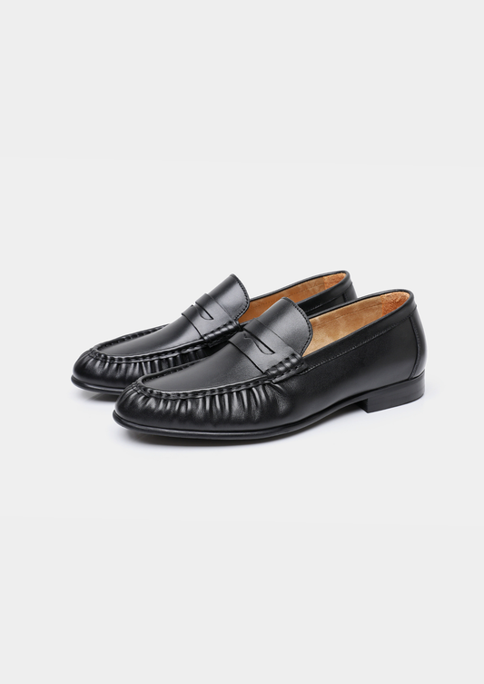 Black Classic Penny Leather Loafers | Roccella