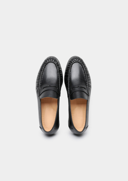 Black Classic Penny Leather Loafers | Roccella