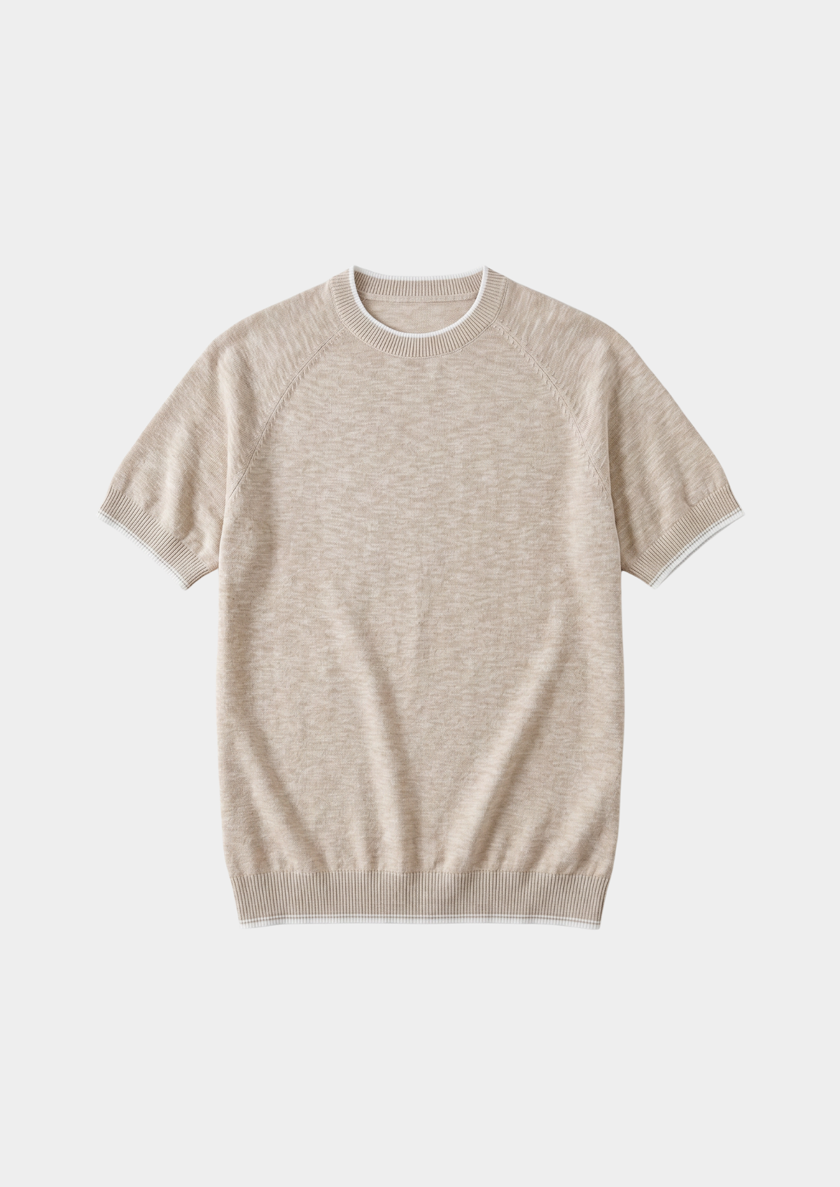Capri Beige Linen Contrast T-Shirt | Roccella