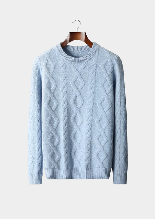 Pure Extra-Fine Merino Wool Wintertime Cable Crewneck | Roccella