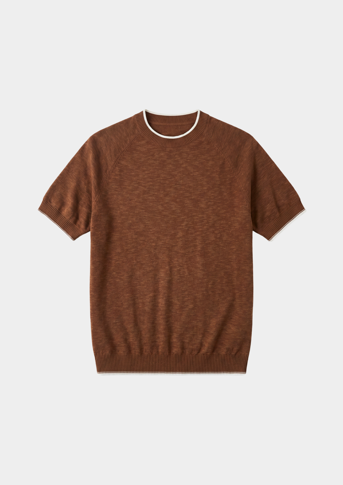 Capri Caramel Linen Contrast T-Shirt | Roccella