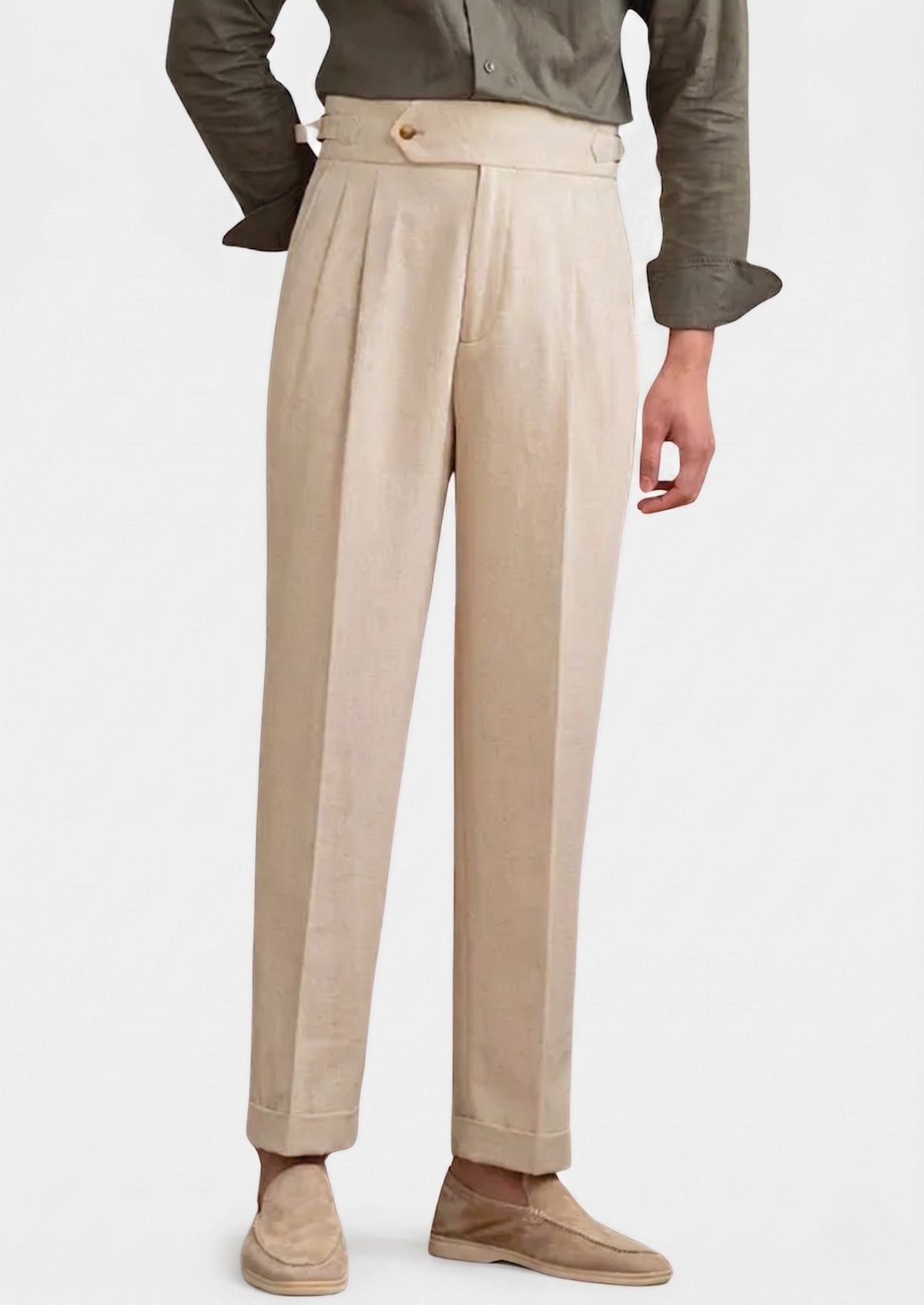 Napoli Pleated Coastal Trousers - Sand | Roccella