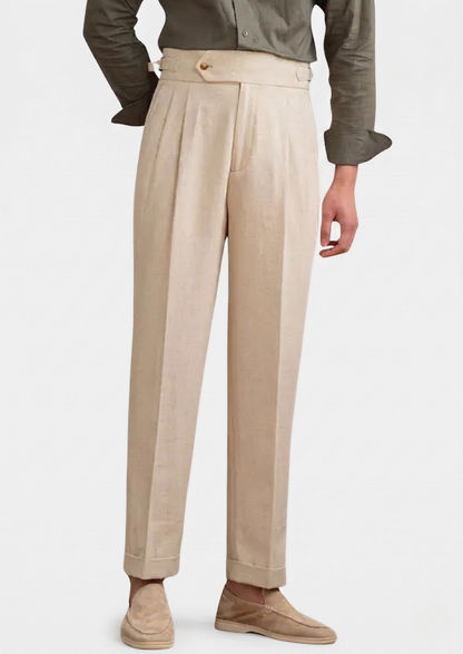 Napoli Pleated Coastal Trousers - Sand | Roccella