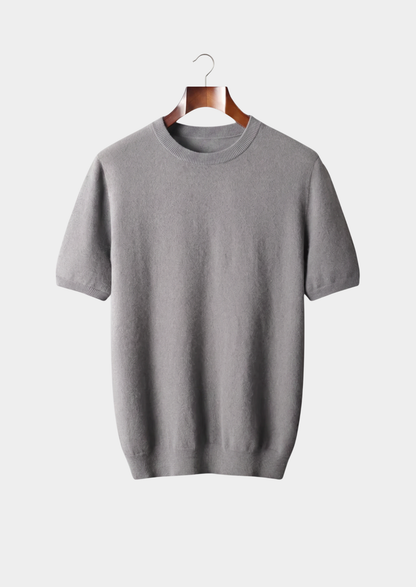 Premium Cashmere Classic Crewneck T-Shirt - Ashen Truffle | Roccella