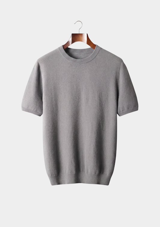 Premium Cashmere Classic Crewneck T-Shirt - Ashen Truffle | Roccella