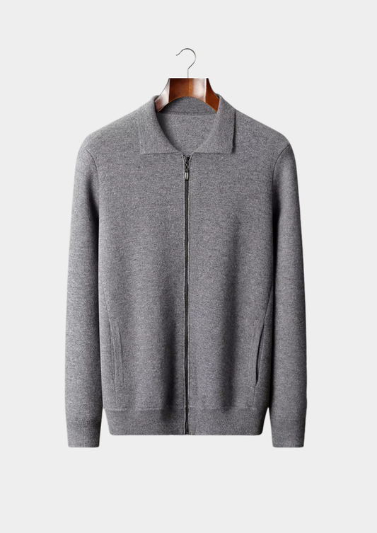 Pure Extra-Fine Merino Wool Polo Zip Cardigan | Roccella
