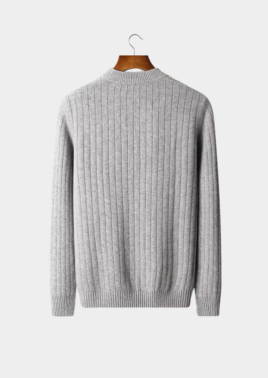 Pure Extra-Fine Merino Wool Herringbone Crewneck | Roccella