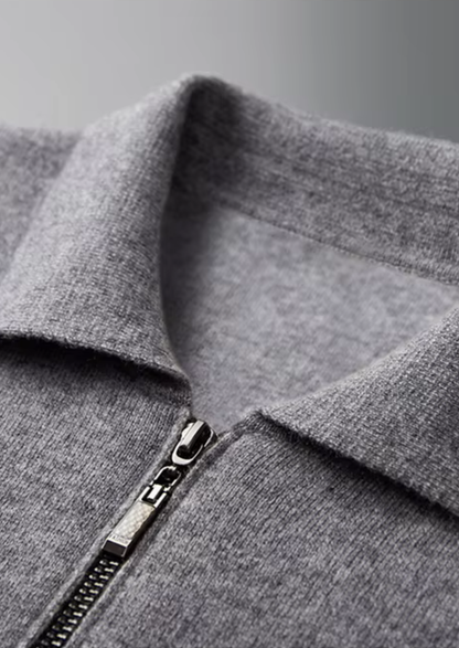 Pure Extra-Fine Merino Wool Polo Zip Cardigan | Roccella
