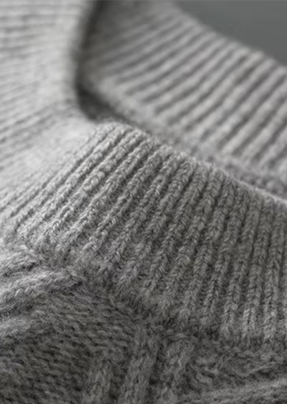 Pure Extra-Fine Merino Wool Herringbone Crewneck | Roccella