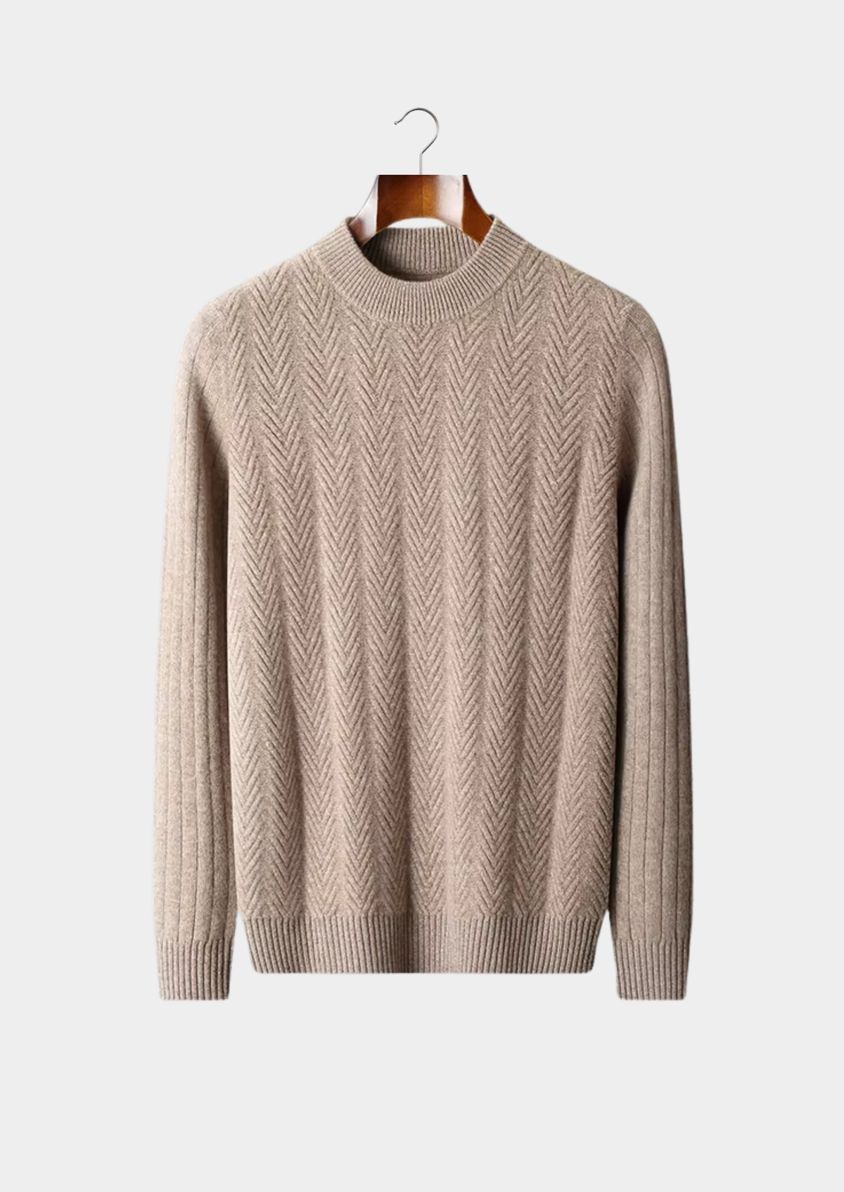 Pure Extra-Fine Merino Wool Herringbone Crewneck | Roccella