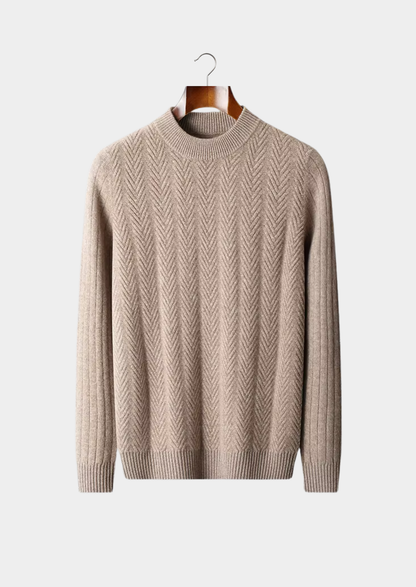 Pure Extra-Fine Merino Wool Herringbone Crewneck | Roccella