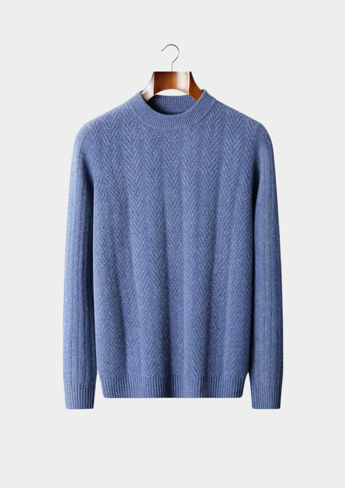 Pure Extra-Fine Merino Wool Herringbone Crewneck | Roccella