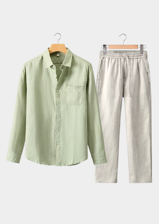 Dolcevita Longsleeve Summer Set - Mint Green/beige | Roccella