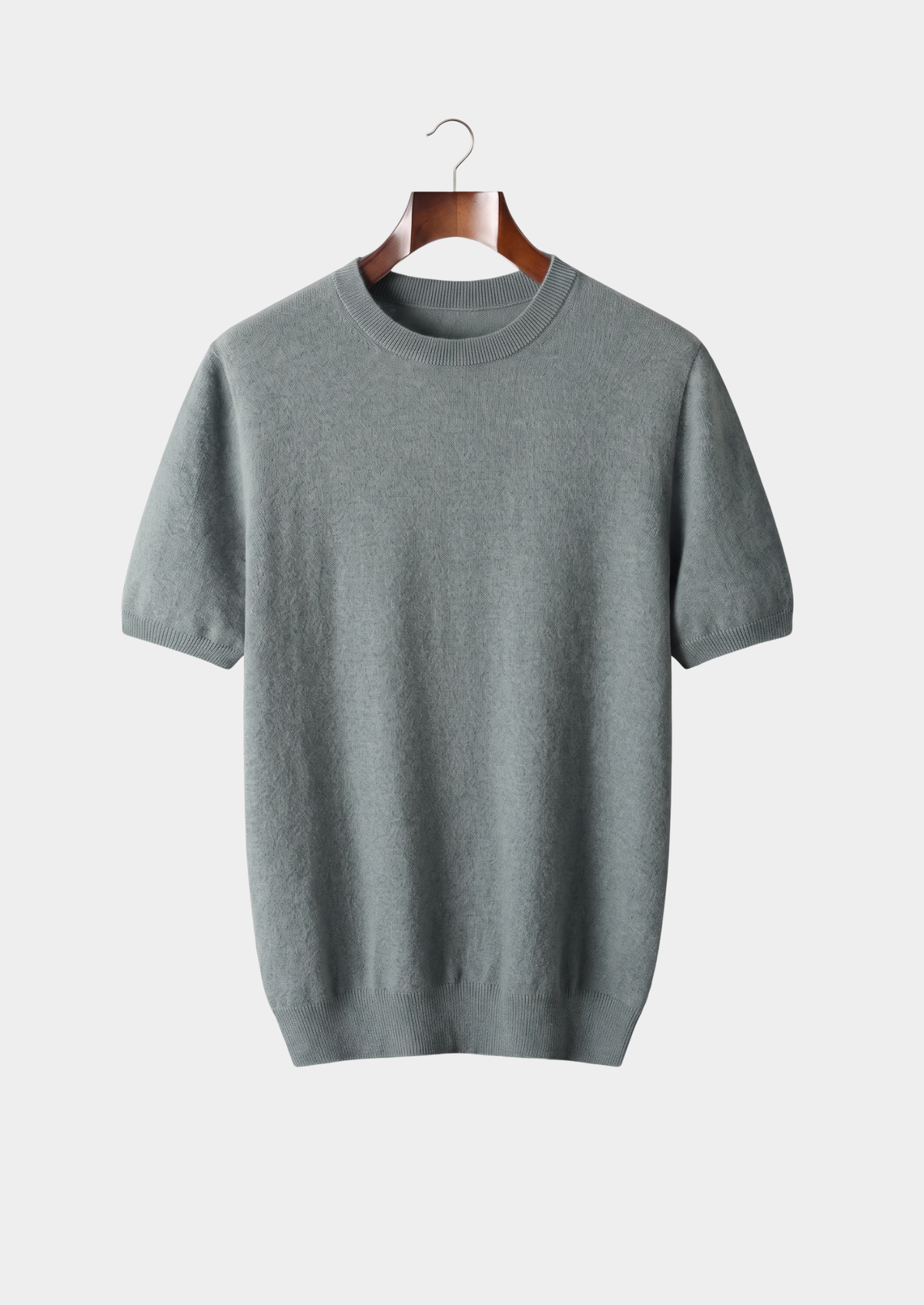Premium Cashmere Classic Crewneck T-Shirt - Shadow Flint | Roccella