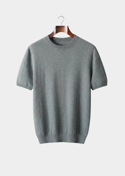 Premium Cashmere Classic Crewneck T-Shirt - Shadow Flint | Roccella