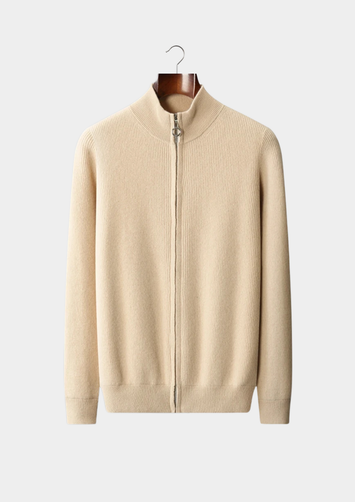Pure Extra-Fine Merino Wool Ribbed Zip Cardigan | Roccella