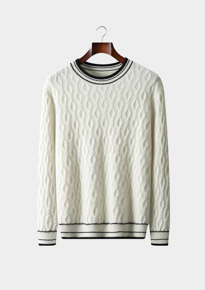 Pure Extra-Fine Merino Wool Jacquard Crewneck | Roccella