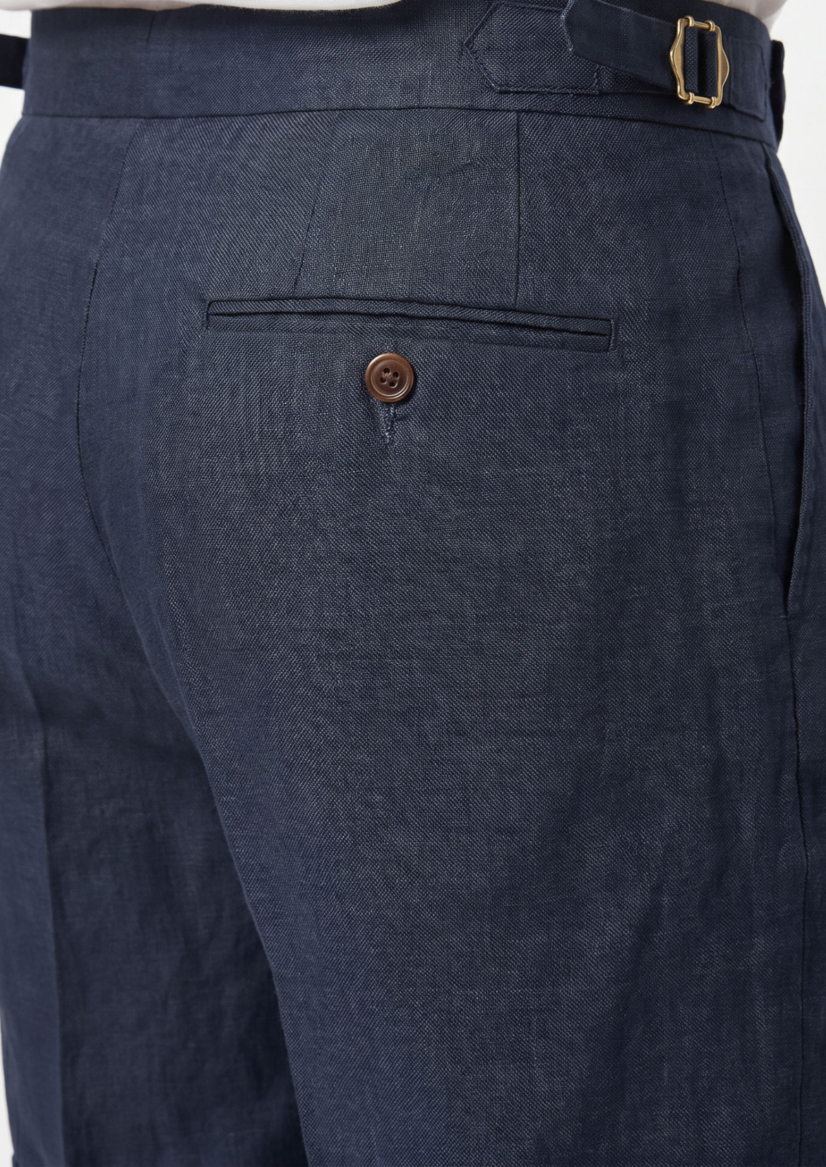 Navy Blue Pleated Linen Seaside Shorts | Roccella