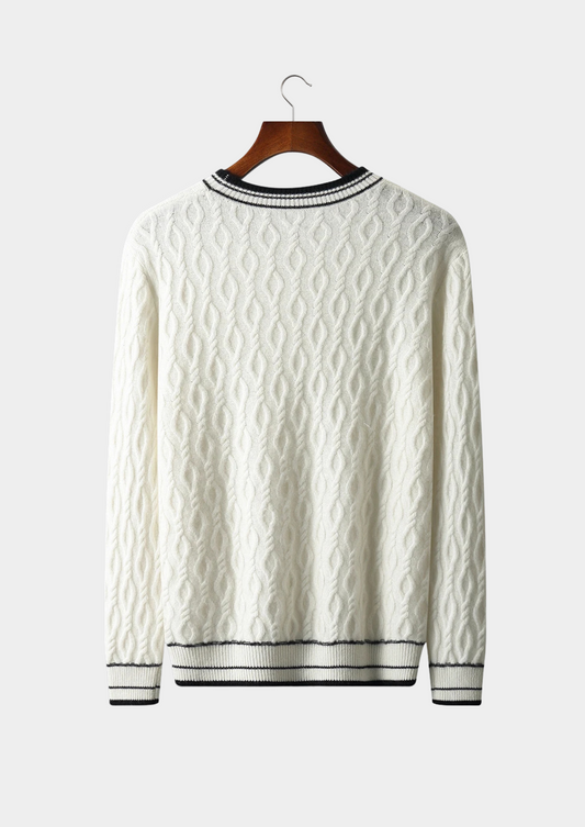 Pure Extra-Fine Merino Wool Jacquard Crewneck | Roccella
