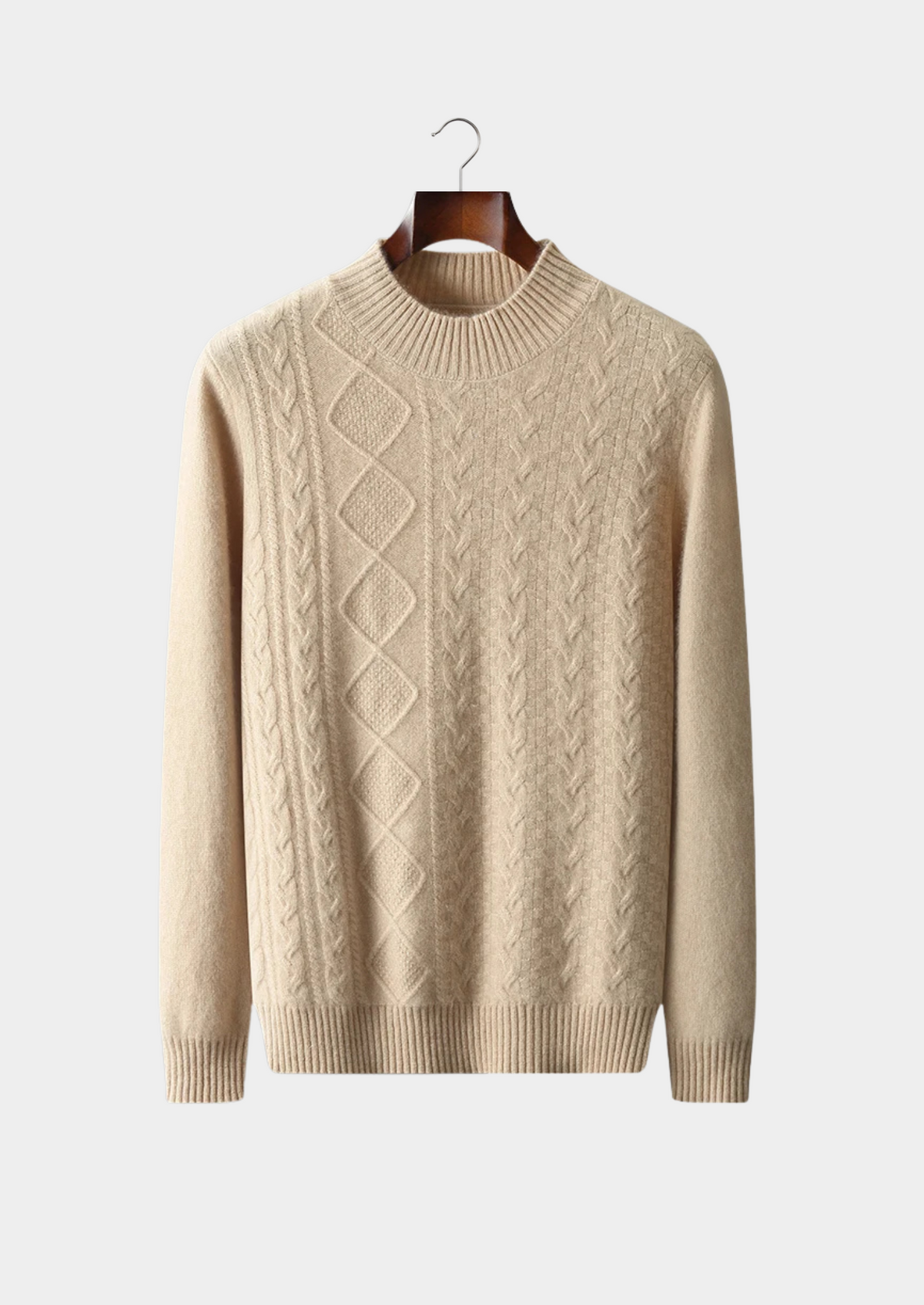 Pure Extra-Fine Merino Wool Jacquard Mockneck | Roccella