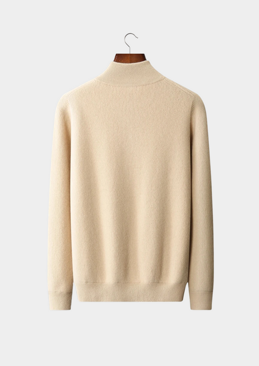 Pure Extra-Fine Merino Wool Ribbed Zip Cardigan | Roccella