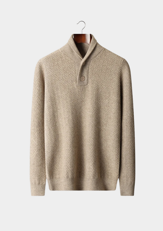Premium Cashmere Zigzag Button Sweater | Roccella