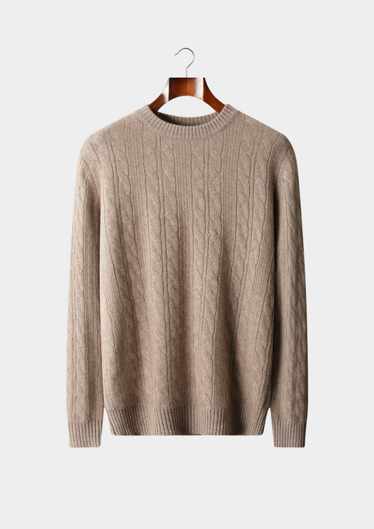 Pure Extra-Fine Merino Wool Cable Crewneck | Roccella