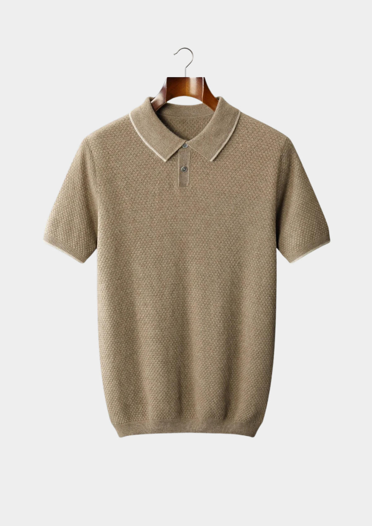 Premium Cashmere Beige Two-Tone Polo | Roccella