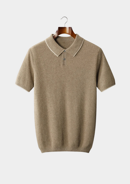 Premium Cashmere Beige Two-Tone Polo | Roccella