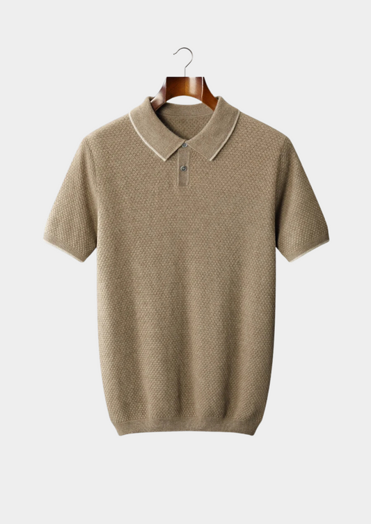 Premium Cashmere Beige Two-Tone Polo | Roccella